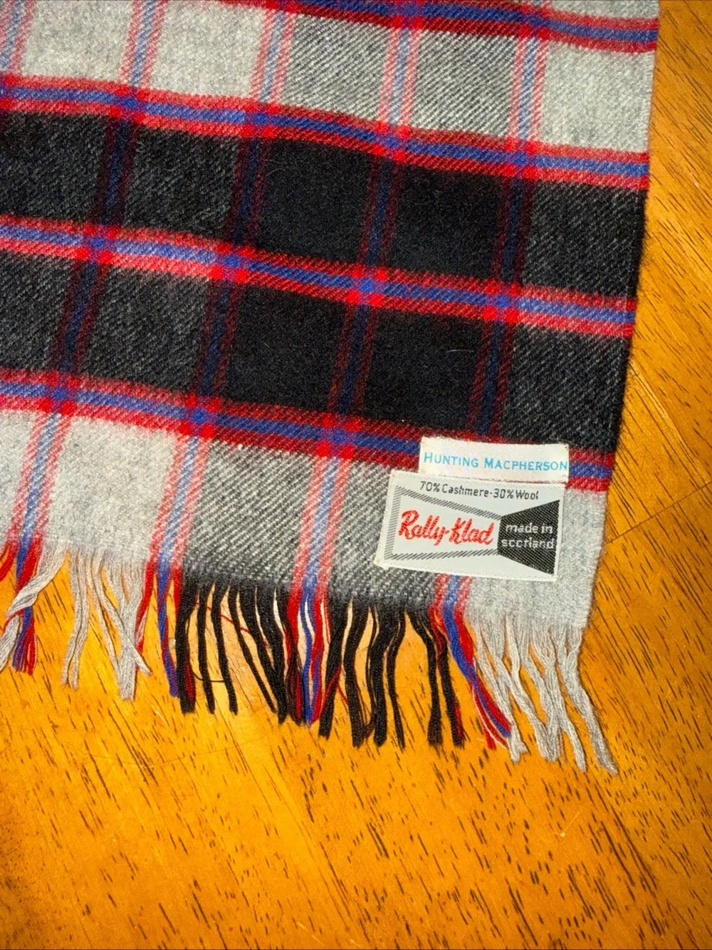 Vintage Rally Klad Scarf Cashmere & Wool Hunting MacPherson Tartan